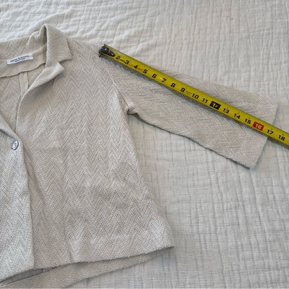 Amina Rubinacci Size 46 Cream Linen Cotton Cardigan Sweater Made In Italy - Picture 5 of 7